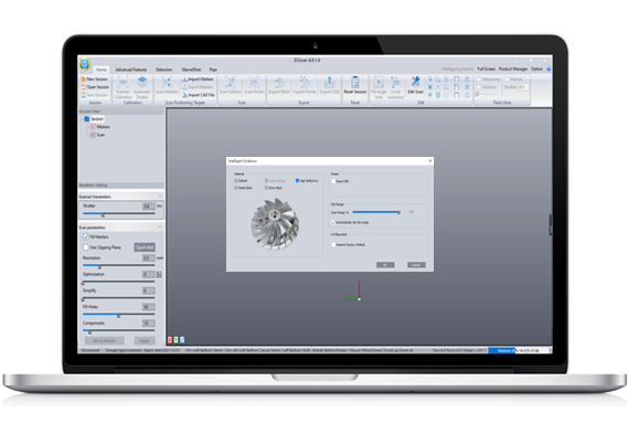 Software 3D per la scansione di superfici lucide e nere