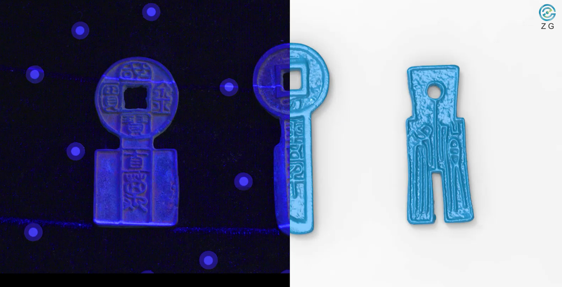 Modello 3D dettagliato di monete antiche